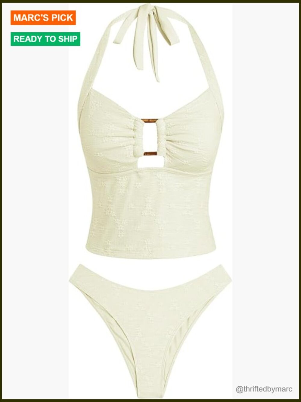 Halter Ring Tummy Control Tankini Set Two Piece Bathing Suit High Cut
